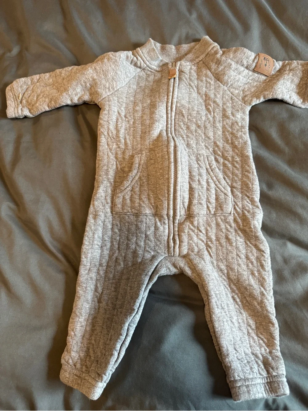 Carter's Quilted Light Gray Baby Zip Front One-Piece